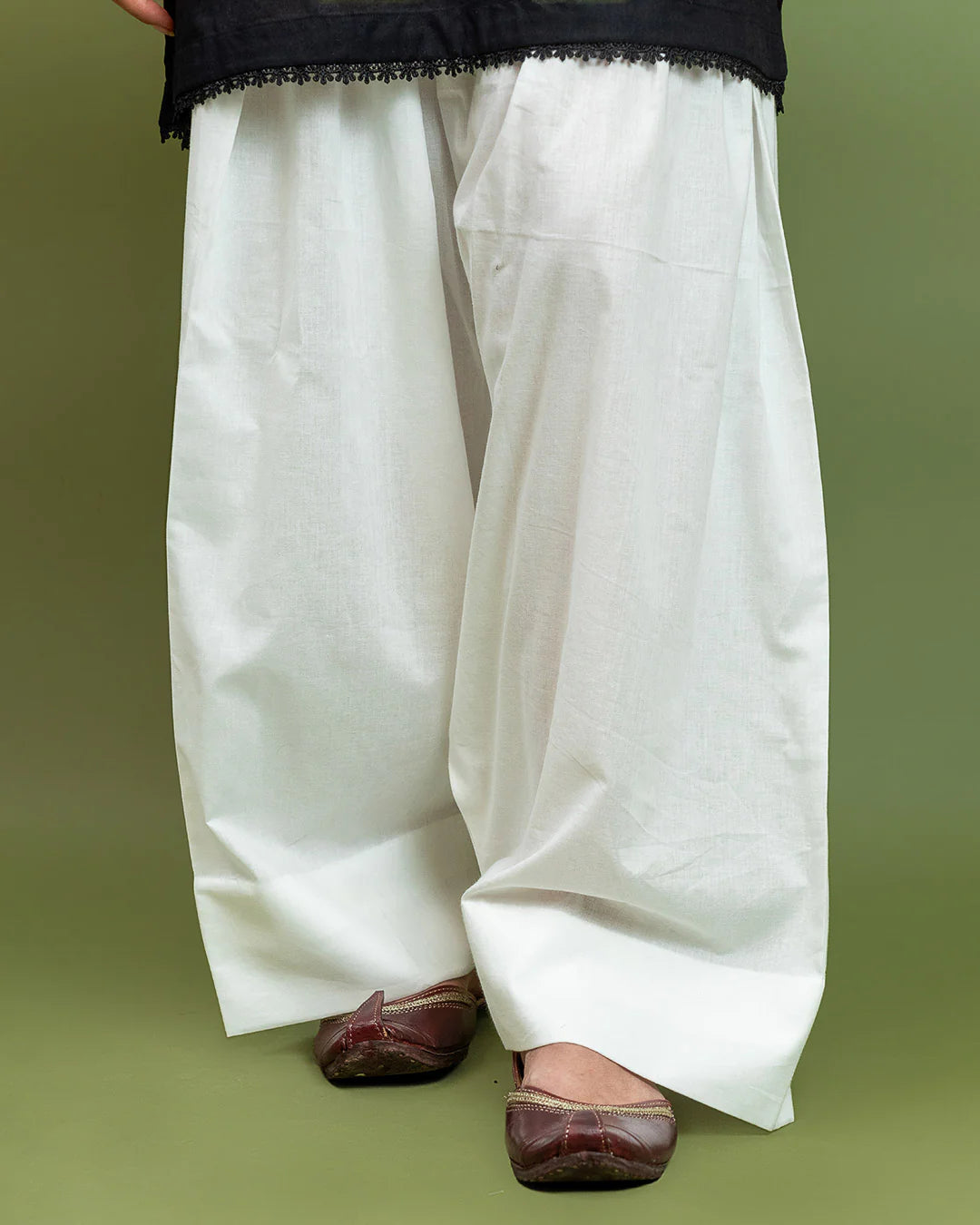 Binaf - Bottoms - White Farshi Shalwar - W1