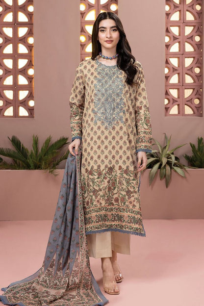 Khaadi  3pc - BSL240424 Blue and Beige