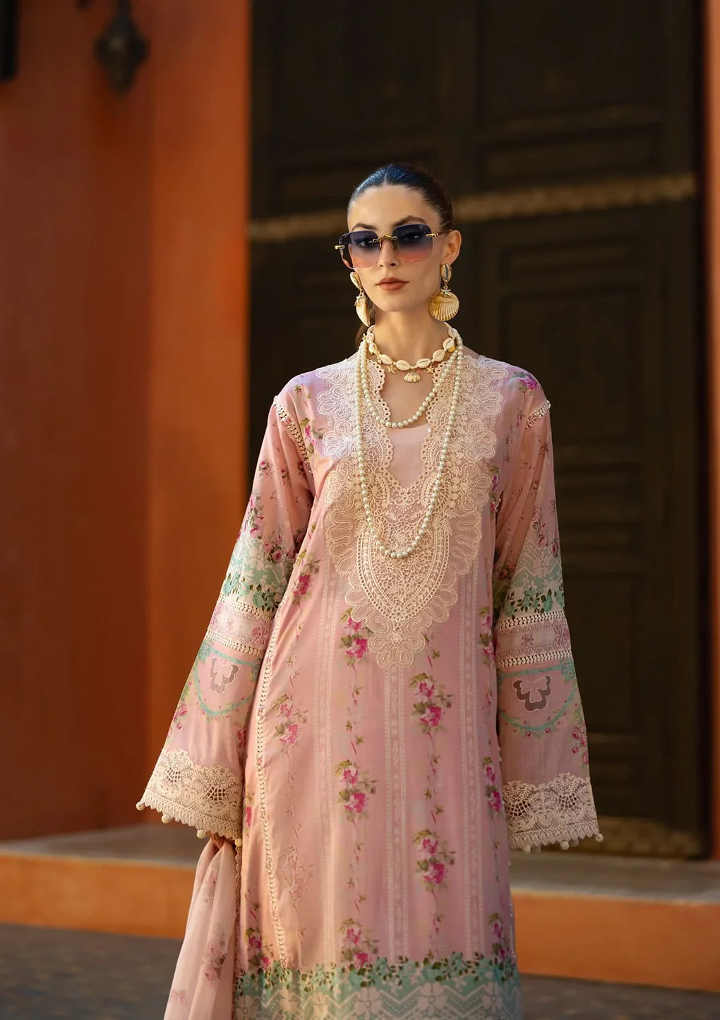 Signature Embroidered Lawn 2025 - ETS-01B PINK PETAL