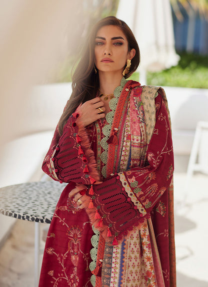 W E S - Luxury Unstitched 2025 by Farah talib Aziz - Rosemary Red