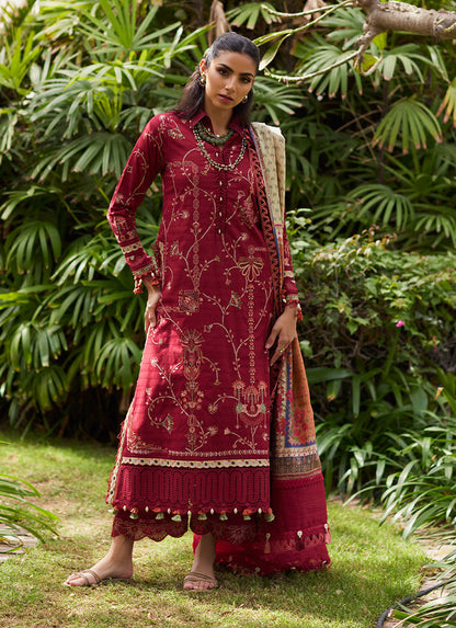 W E S - Luxury Unstitched 2025 by Farah talib Aziz - Rosemary Red