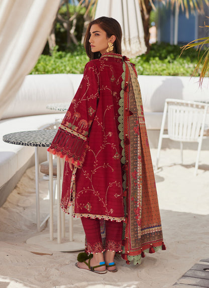 W E S - Luxury Unstitched 2025 by Farah talib Aziz - Rosemary Red