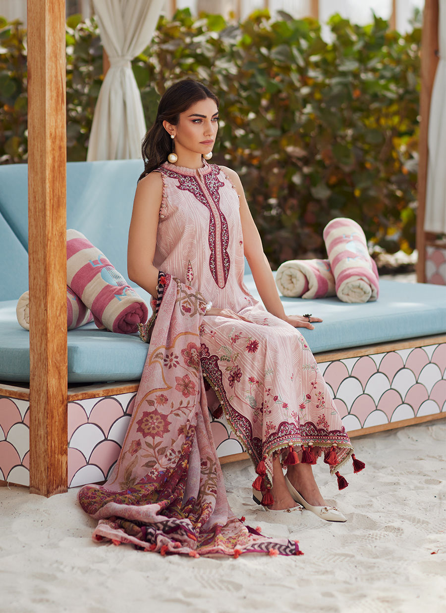 W E S - Luxury Unstitched 2025 by Farah talib Aziz - Pricsilla Tea Pink