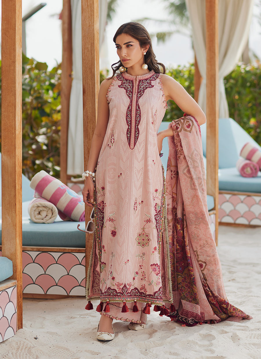 W E S - Luxury Unstitched 2025 by Farah talib Aziz - Pricsilla Tea Pink