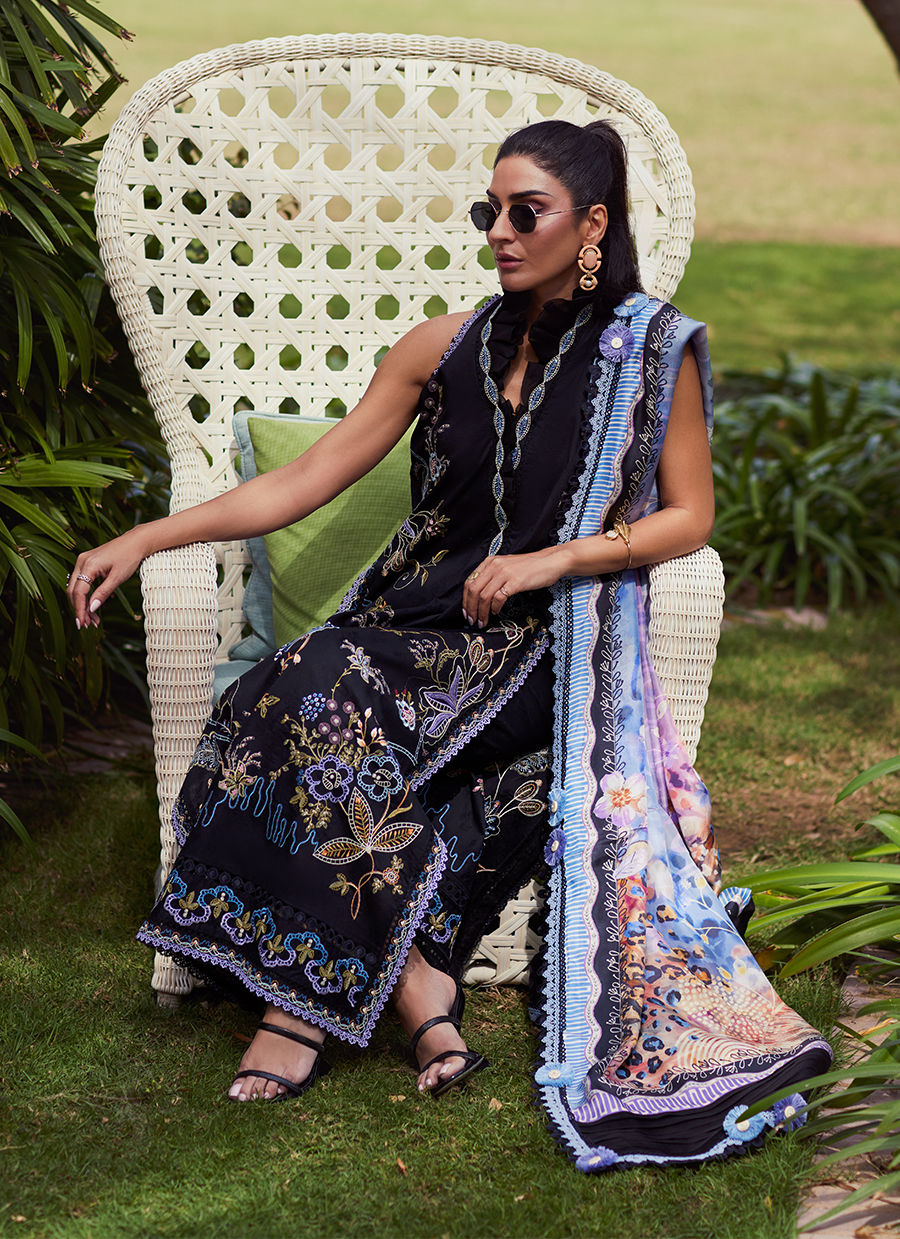 W E S - Luxury Unstitched 2025 by Farah talib Aziz - Belle Black