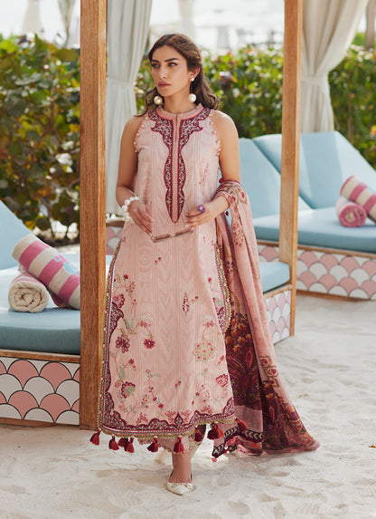 W E S - Luxury Unstitched 2025 by Farah talib Aziz - Pricsilla Tea Pink