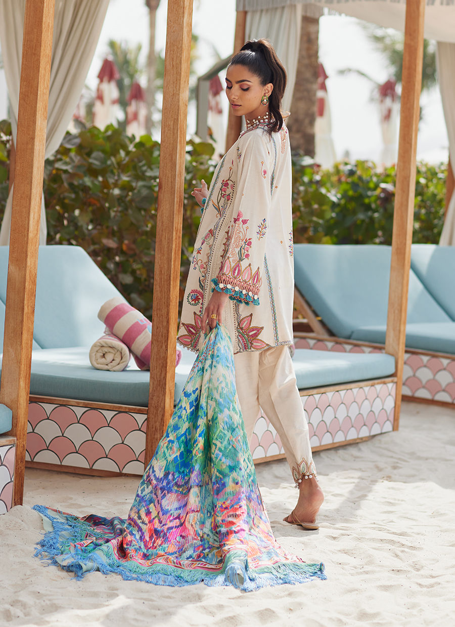 W E S - Luxury Unstitched 2025 by Farah talib Aziz - Irene Ivory